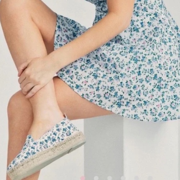 LoveShackFancy Shoes - LoveShackFancy Floral Espadrilles in Blue and White